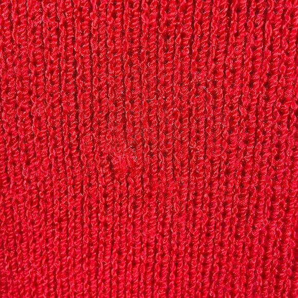 Pat Sandler for Wellmore Dress 12 Red Sweater Sequin Neck Cinch Waist Elegant - Picture 7 of 7